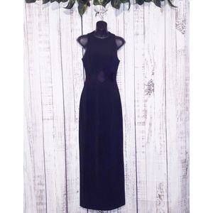 Fancy black maxi formal gown diamond mesh cutouts